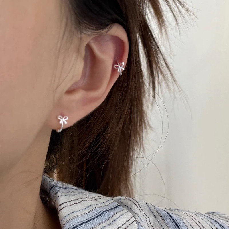 We flower Bông Tai Mạ Vàng 14k Hình Nơ Tròn Không Gây Dị Ứng Thời Trang Cho Nữ