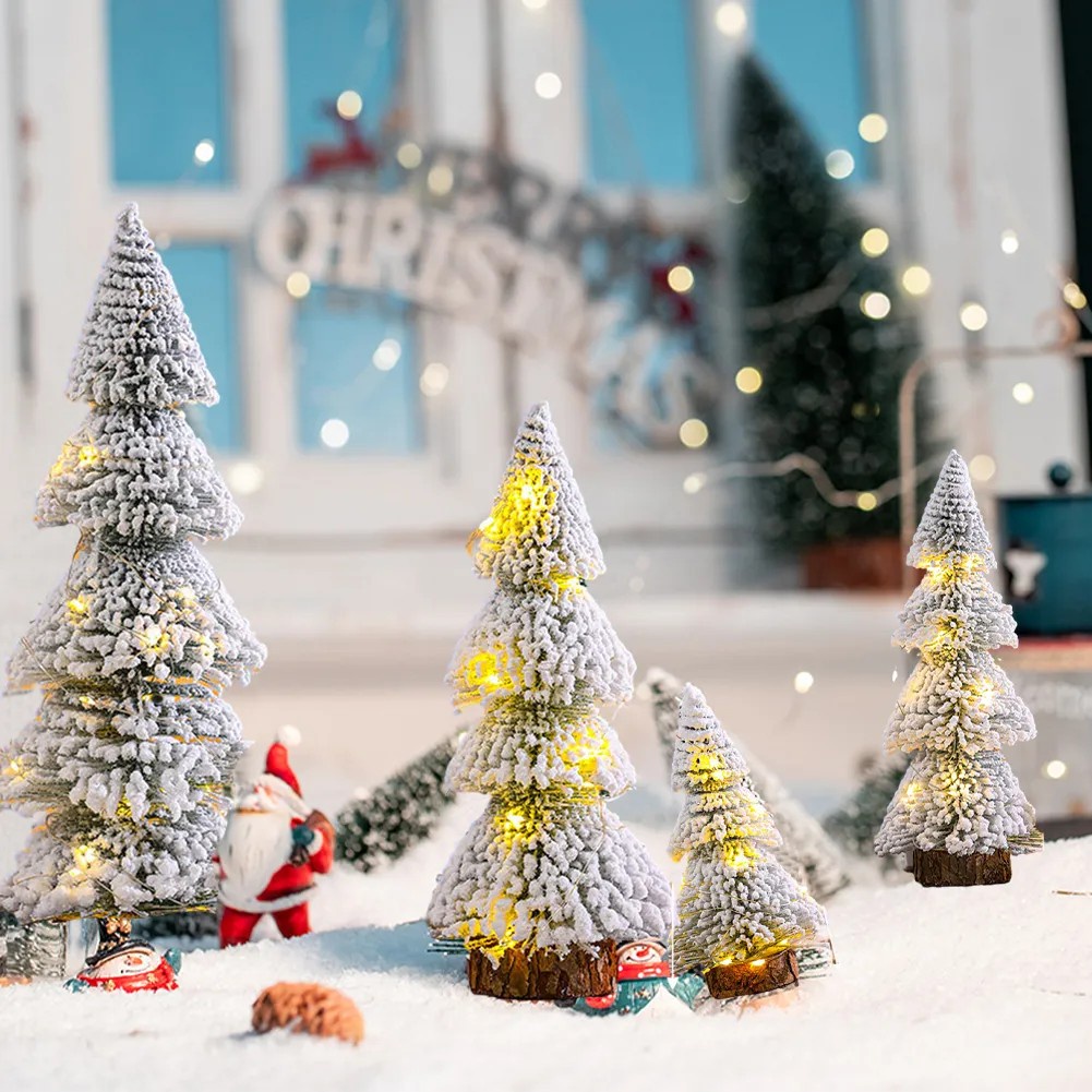 Cây Thông Noel Joyfeel Đèn LED để Bàn Đồ Trang Trí Có đèn Đàn Cây Tuyết Tùng Mặt Bàn Thực Tế Cây Thông Kim Trang Trí Giáng Sinh Tự Làm