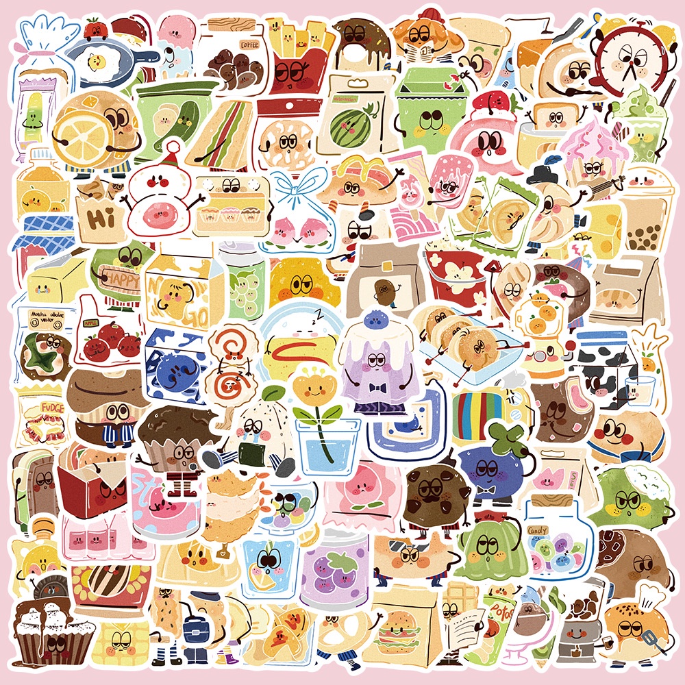 Bộ 100 Miếng Dán Trang Trí Mũ Bảo Hiểm / Bút Chì Chống Thấm Nước Họa Tiết graffiti Dễ Thương