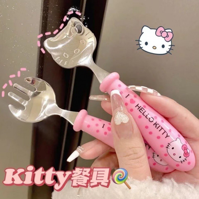 2 Chiếc Sanrio Bộ Đồ Ăn Hoạt Hình Hello Kitty Kuromi Cinnamoroll Thìa Nĩa Bộ Dao Kéo Inox 304 Sinh Viên Bộ Đồ Ăn Trẻ Em Quà Tặng