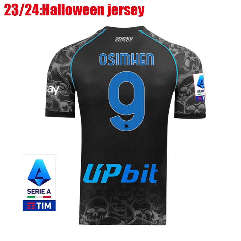 Áo Thun Số 23 / 24 napoli Đội Tuyển Đá Banh Ngày halloween  2023 / 2024 osimhen kvaratskhelia di Lerenzo m.olivera zielinski raspadori