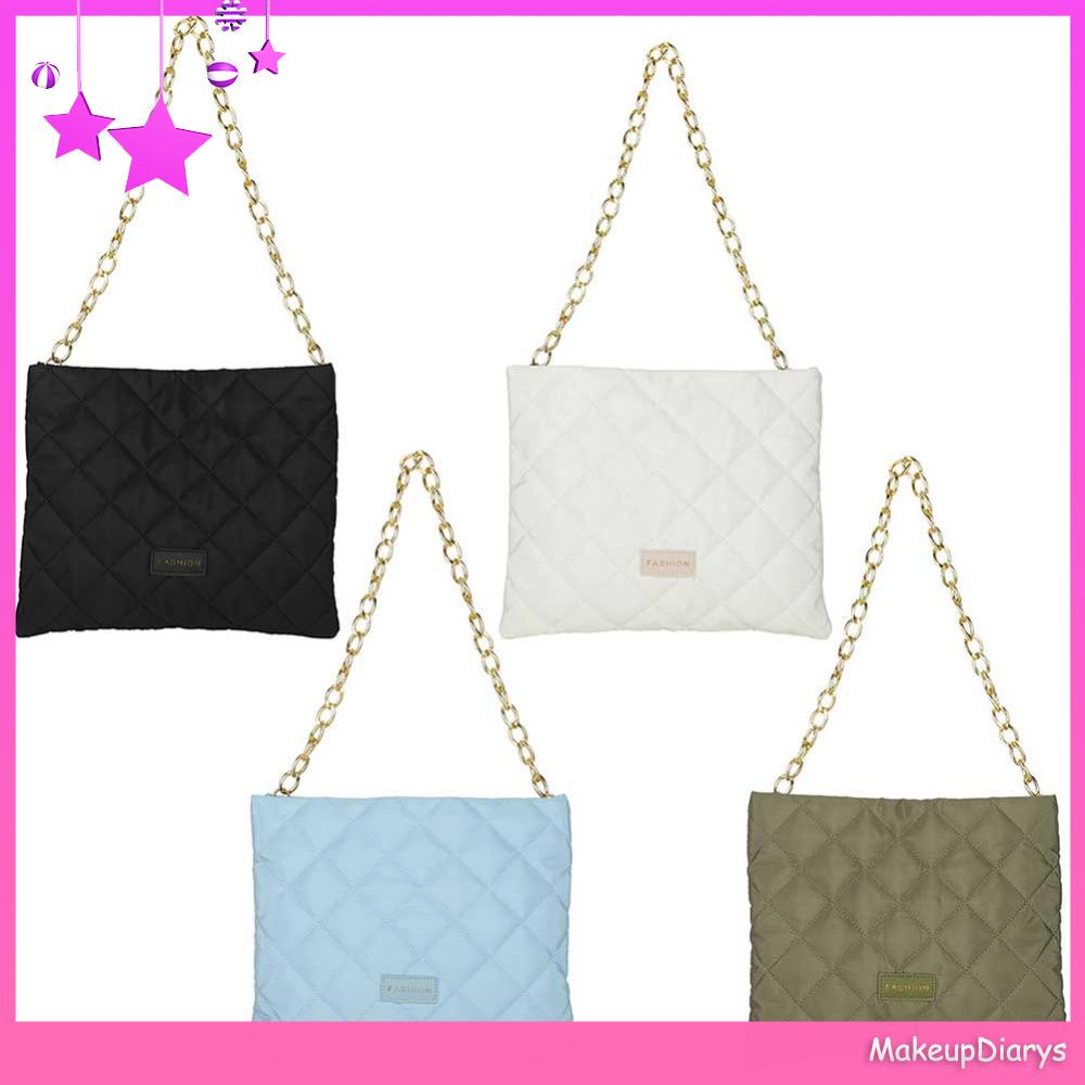 ★ Mỹ Phẩm Trang Điểm ★ Túi Xách Đeo Vai Màu Trơn Đính Kim Cương Lấp Lánh Cho Nữ