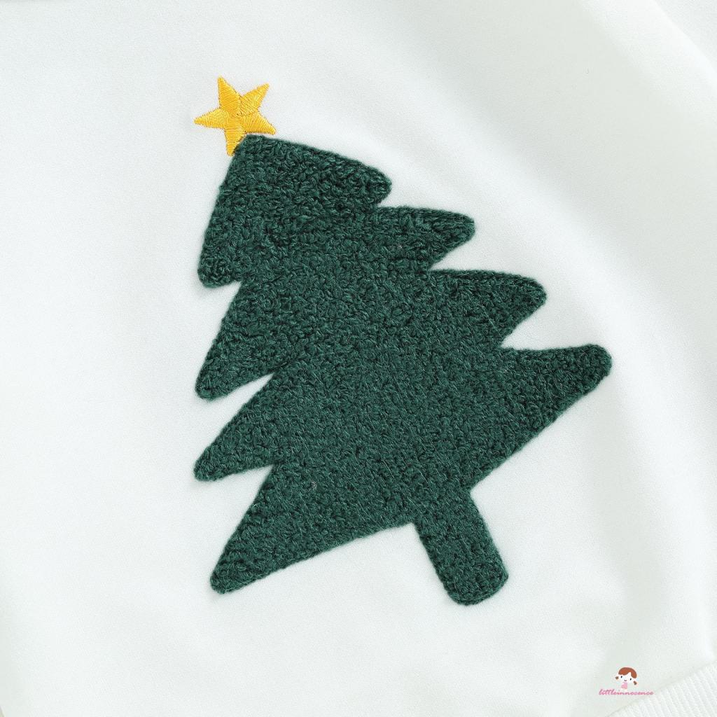 Set Đồ Giáng Sinh 2 Món Gồm Áo Tay Dài Thêu Hình Cây Thông + Quần Dài Màu Sắc Trơn Cho Bé Trai