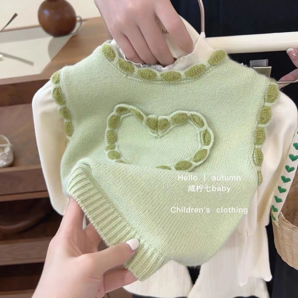 Áo Len Không Tay Ấm Áp Thời Trang Mùa Thu Phong Cách Hàn Quốc Cho Bé Gái