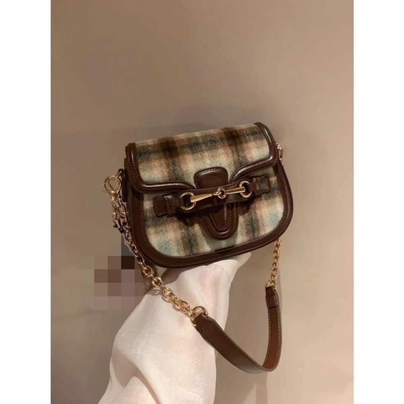 🅽🅴🆆  Mới Túi Xách Len Phối Màu Tương Phản Phong Cách retro Cho Nữ