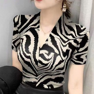 Áo sơ mi lụa cổ tim thời trang xuân hè dành cho nữ