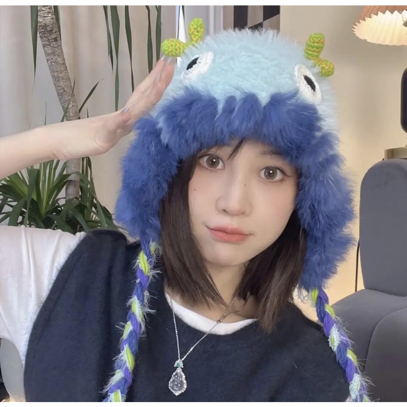 Mũ Len Hình Quái Vật Hoạt Hình Đáng Yêu Giữ Ấm Mùa Thu Đông