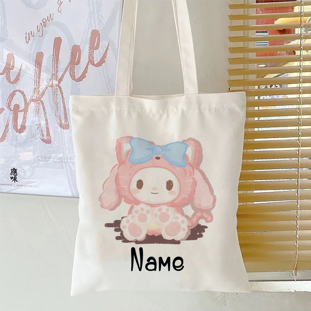 Cinnamoroll Hoạt Hình Thời Trang Tùy Chỉnh Tên Túi Tote Túi Xách Mua Sắm Cho Trẻ Em