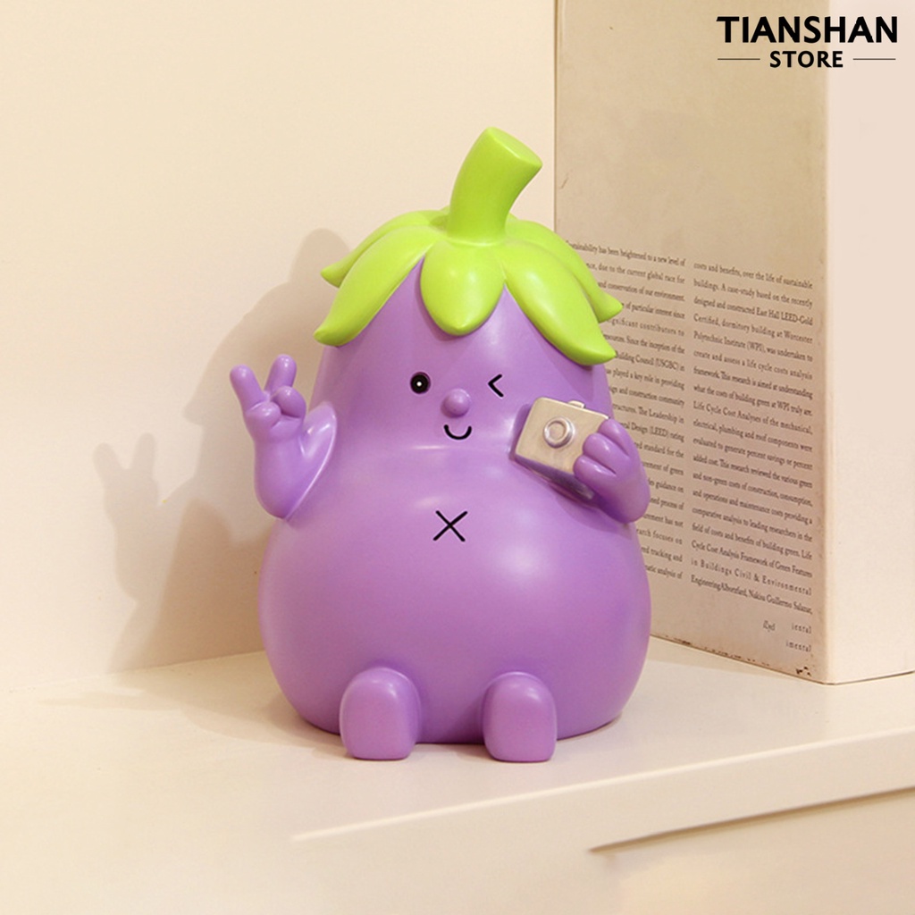 Tianshan Ống Heo Tiết Kiệm Tiền Hình Quả Cà Tím Hoạt Hình Đáng Yêu Sức Chứa Lớn Đa Năng Trang Trí Phòng Khách / Phòng Ngủ Cho Bé