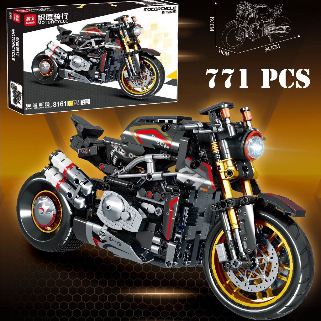 826 Chi Tiết/ Size 35cm/ Bộ Đồ Chơi Lắp Ráp Mô Hình Xe Máy Phân Khối Lớn, Lắp Ráp Mô Hình