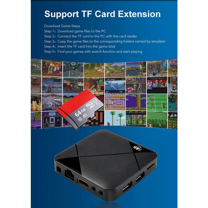 Bộ Điều Khiển Trò Chơi Điện Tử Không Dây mini m8 10000 Trò Chơi 64gb 4g wifi 4k Cho ps1 gba cp1 android tv tpzq