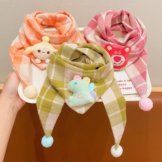 Sanrio Khăn Choàng Cổ Giữ Ấm Họa Tiết Sọc Caro Thời Trang Thu Đông Cho Bé Gái