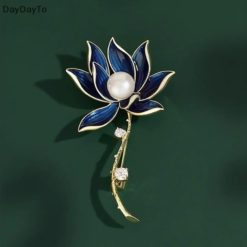 Ghim Cài Áo Hình Hoa Sen Màu Xanh Dương Phong Cách Dân Tộc Cao Cấp Hàng Mới
