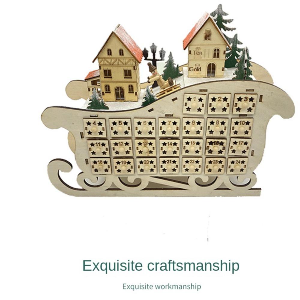 UUMIR Lịch Đếm Ngược 24 Ngăn Bằng Gỗ Có Đèn led Trang Trí Giáng Sinh