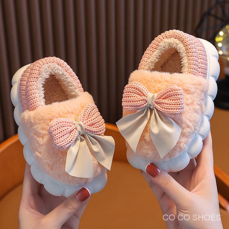 Dép cotton Đi Trong Nhà Chống Trượt Giữ Ấm Mùa Thu Đông In Họa Tiết Hoạt Hình Dễ Thương Cho Bé Gái
