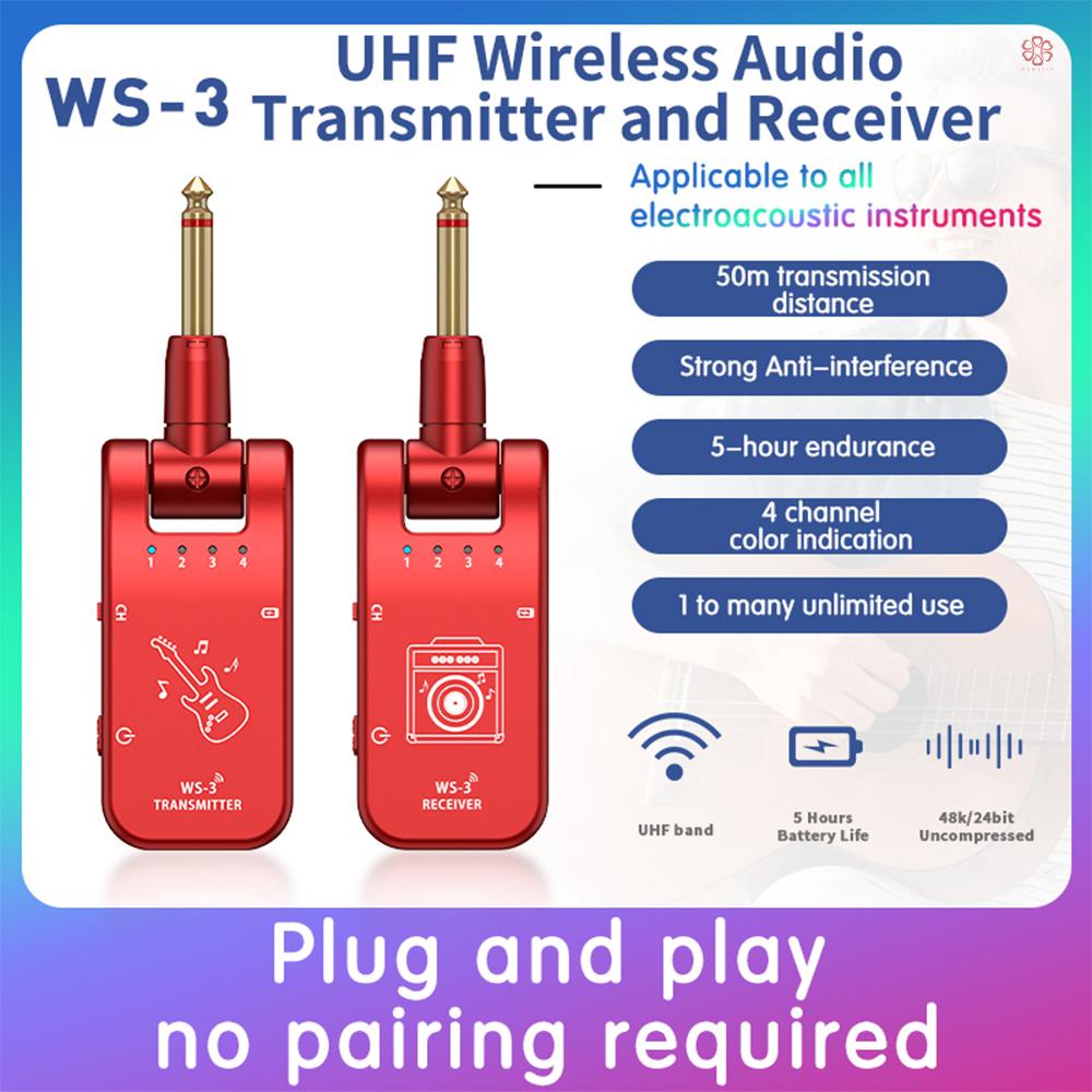 Thiết Bị Thu Phát Và Phát Tín Hiệu Âm Thanh Không Dây 4 Kênh 800mhz-900mhz Phích Cắm 282 Độ 6.35mm Cho Đàn guitar Điện