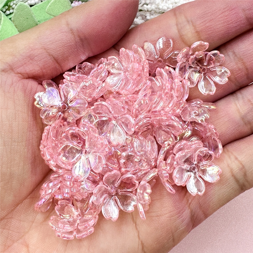 Set 100 Hạt Xỏ Lỗ 14.7mm Bằng acrylic Dùng Để Làm Trang Sức Thời Trang