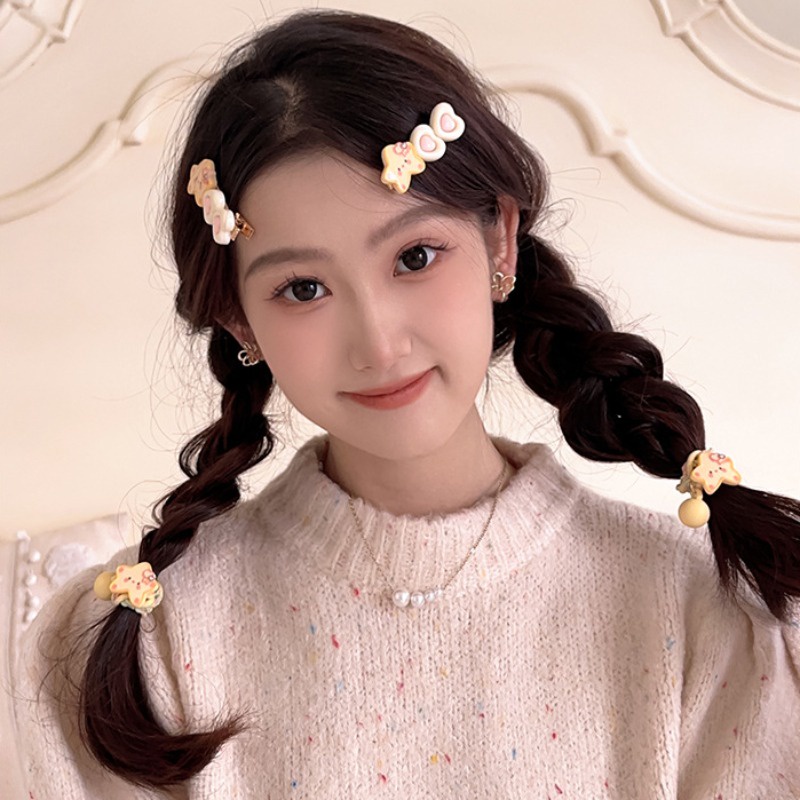 Kẹp Tóc Hình Ngôi Sao / Mặt Cười / Trái Tim Đôi Màu Vàng Phong Cách Hàn Quốc Dễ Thương - y2k / Dễ Thương Dành Cho Bé Gái