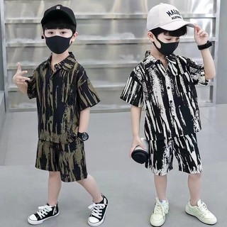 Bộ Áo Sơ Mi Ngắn Tay + Quần Thoáng Khí Mau Khô Theo Phong Cách Mùa Hè Dành Cho Bé Trai