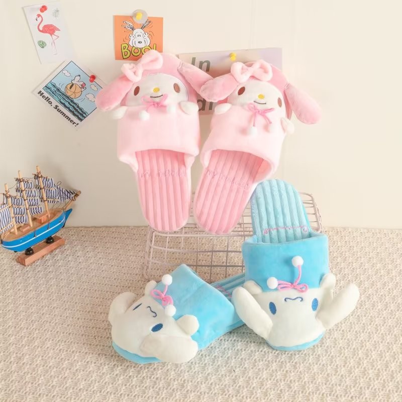 Ye sanrio Dép Bông Đi Trong Nhà Giữ Ấm Mùa Thu Đông Hình sanrio hello kitty kuromi melody pochacco Cho Bé Gái mop