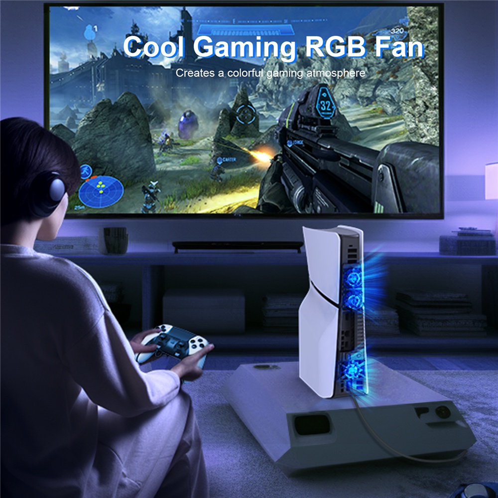 Quạt Tản Nhiệt Mỏng Có Đèn led Cho Máy Chơi Game ps5 ps5 slim