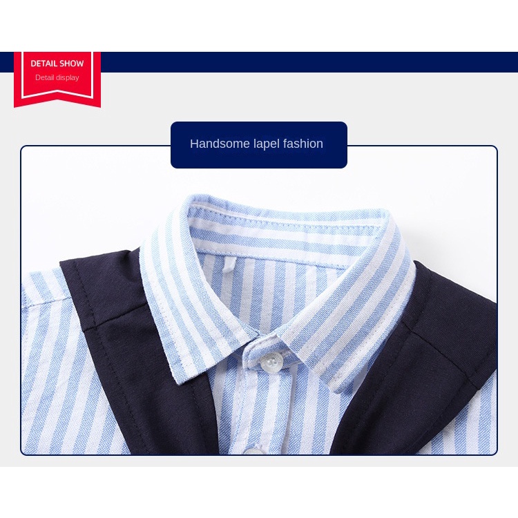 Áo Sơ Mi Dài Tay Họa Tiết Kẻ Sọc Đơn Giản Thời Trang Xuân Thu Cho Bé Trai