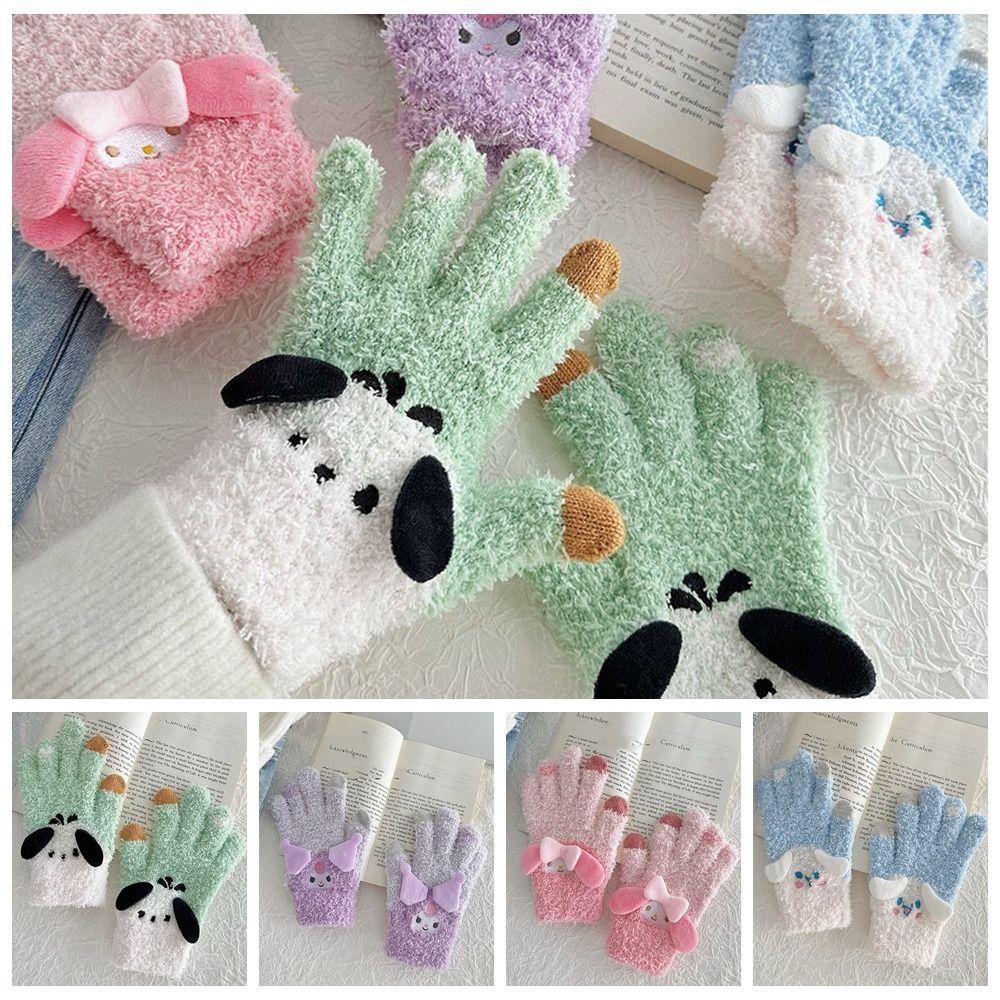 Găng Tay Bông Dày Dặn Ấm Áp Hình kuromi Hoạt Hình melody cinnamoroll Có Thể Chạm Màn Hình Cảm Ứng Thời Trang Mùa Đông Dành Cho Bạn Nữ