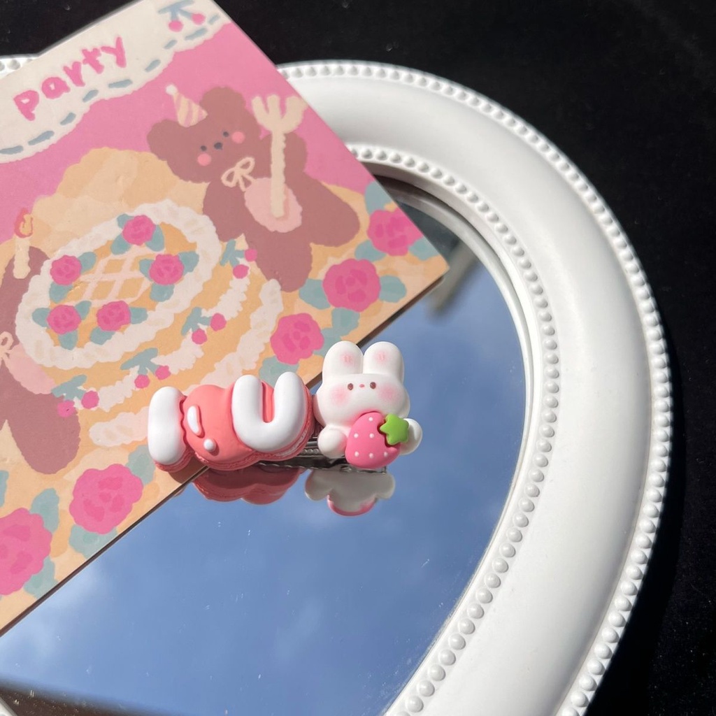 PVN61418 Kẹp Tóc Hình Thỏ / Gấu Hồng Dễ Thương Thời Trang 2023 Cho Nữ