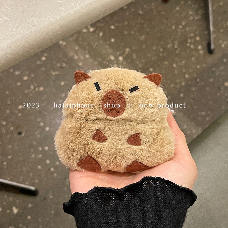 Vỏ Bảo Vệ Hộp Sạc Tai Nghe bluetooth airpods pro 1 / 2 / 3 Bằng Vải Bông Họa Tiết capybara Dễ Thương