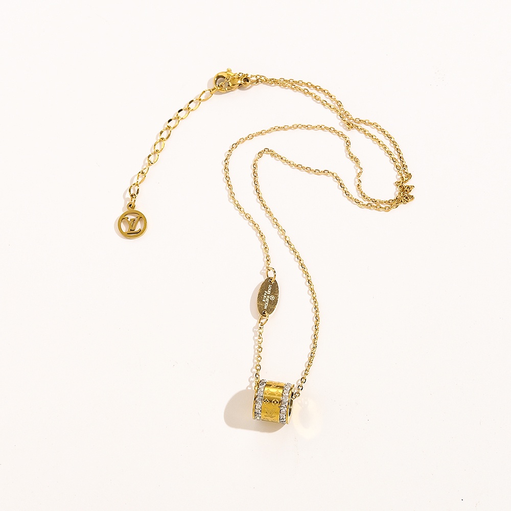 LOUIS VUITTON Vòng Cổ Dây Xích Bằng Thép Titan Mặt Chữ lv / louis / logo lv Sang Trọng Thanh Lịch Cho Nam Và Nữ