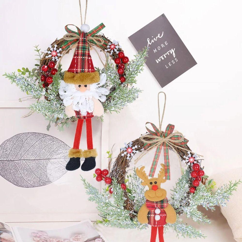 Twinkle Vòng Hoa Tuyết / Ông Già Noel / Nai Sừng Tấm Nhân Tạo Treo Cửa Ra Vào / Cửa Ra Vào Trang Trí Giáng Sinh Năm Mới