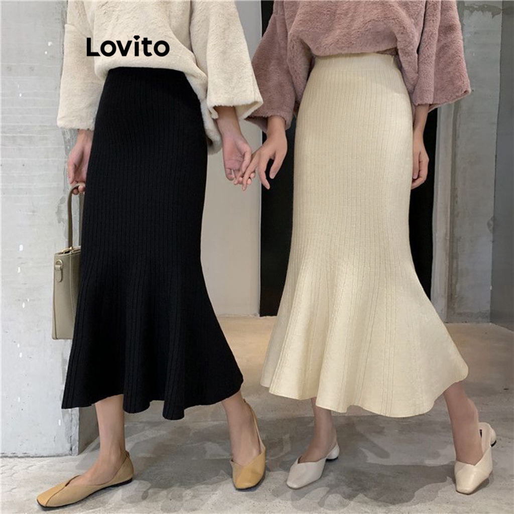 Chân váy Lovito đơn giản màu trơn thường ngày cho nữ LNE16147
