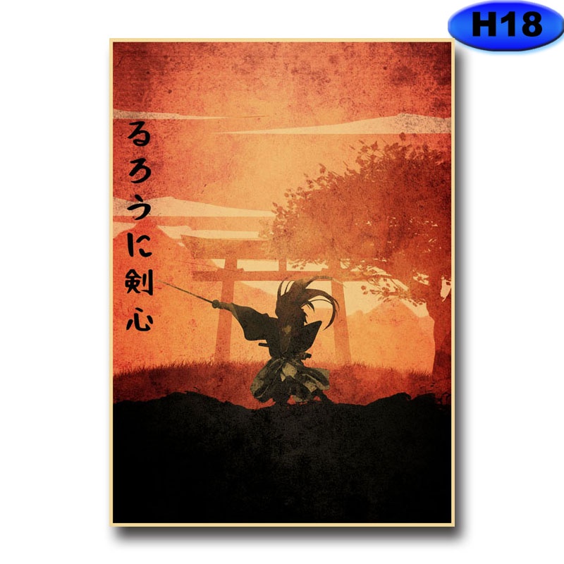 Poster Giấy kraft Treo Tường Trang Trí Phòng Khách / Phòng Ngủ In Hình Quả Xoài Phong Cách retro Nhật Bản