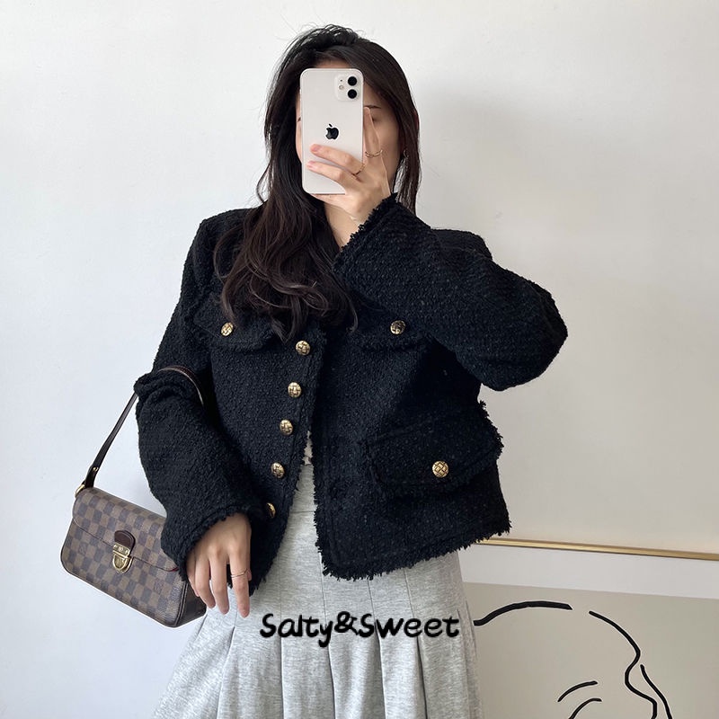 Salty&Sweet store áo dạ tweed Áo Dạ áo khoác dù áo khoác bomber cozy Popular Fashion New Style WJK23A0UZJ 43Z231026