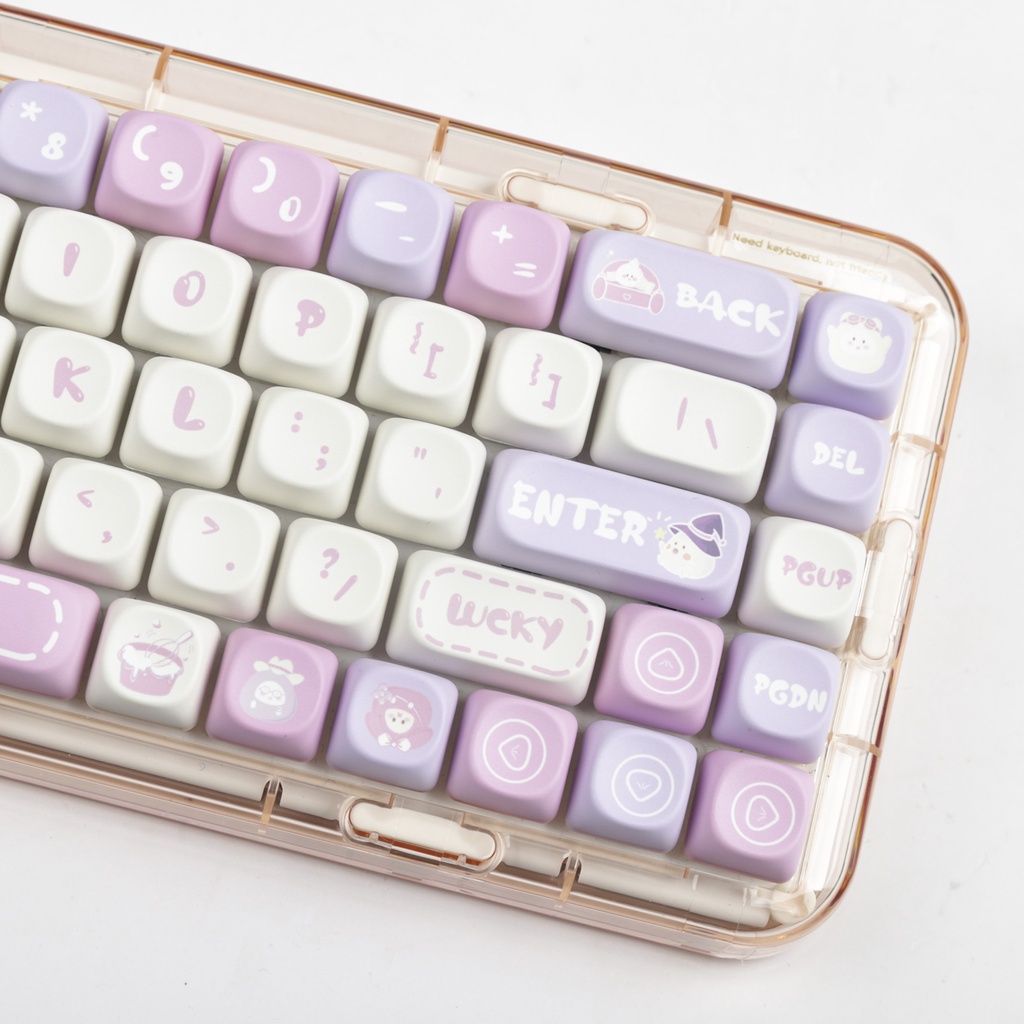 Bun keycaps moa profile Bộ Bàn Phím Cơ Màu Hồng Hoạt Hình pbt Nhuộm Hồng