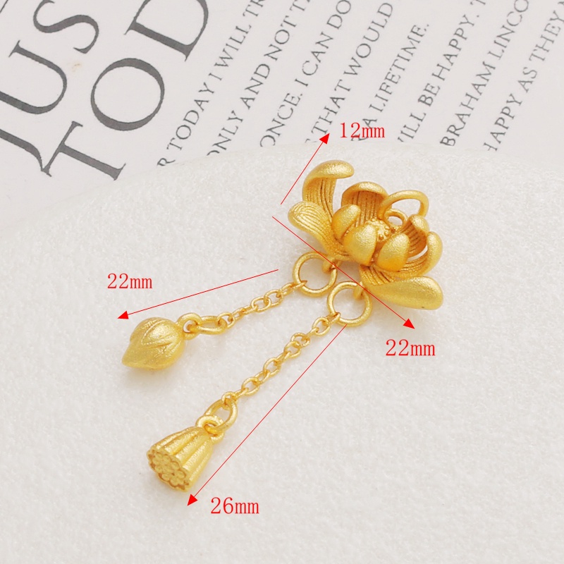 Bông Tai Mạ Vàng 18k Hình Hoa Sen / Lá Sen Màu Sắc Cổ Điển Độc Đáo diy