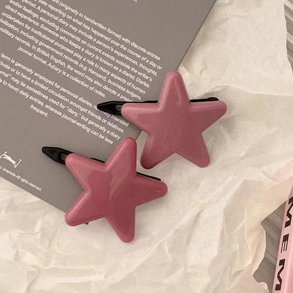 Kẹp Tóc Trang Trí Hình Ngôi Sao / Trái Tim Màu Hồng Ngọt Ngào q7z3