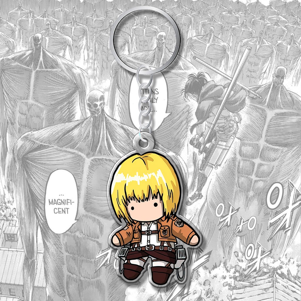 Móc khóa anime Attack on Titan nhân vật chibi Eren Yeager Levi Ackerman Reiner Erwin Annie Manga Hoạt Hình Nhật Bản