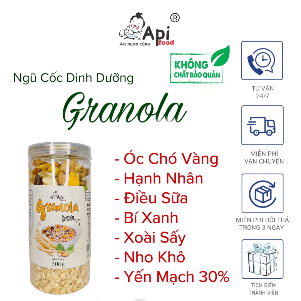 Ngũ Cốc Dinh Dưỡng Ăn Liền Granola 30% Yến Mạch - ApiFood