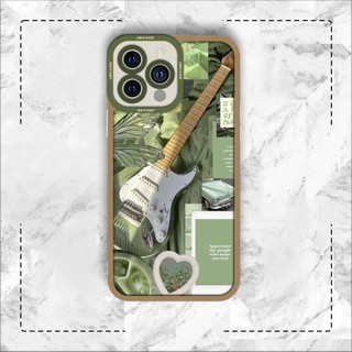Ốp lưng iphone samsung xiaomi oppo cạnh vuông JMCase Guitar Green Combination With Brown