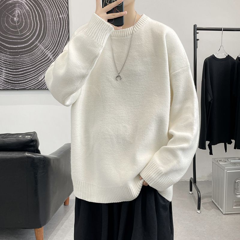 Áo sweater Dệt Kim Cổ Tròn Màu Sắc Đơn Giản Cho Nam