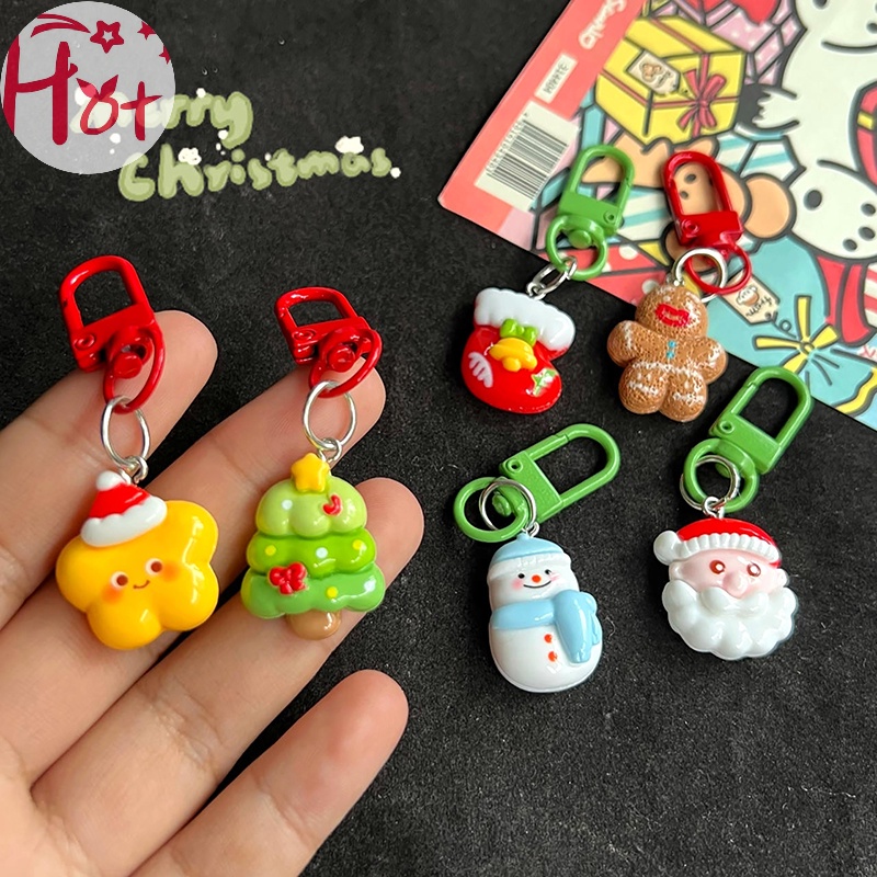 Jr Móc Khóa Hình Búp Bê Gừng / Ông Già Noel / Người Tuyết Hoạt Hình Dễ Thương Trang Trí Cây Thông Giáng Sinh vn