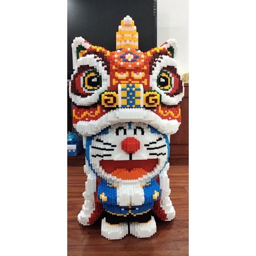 Mô hình lắp ghép Doraemon đầu lân