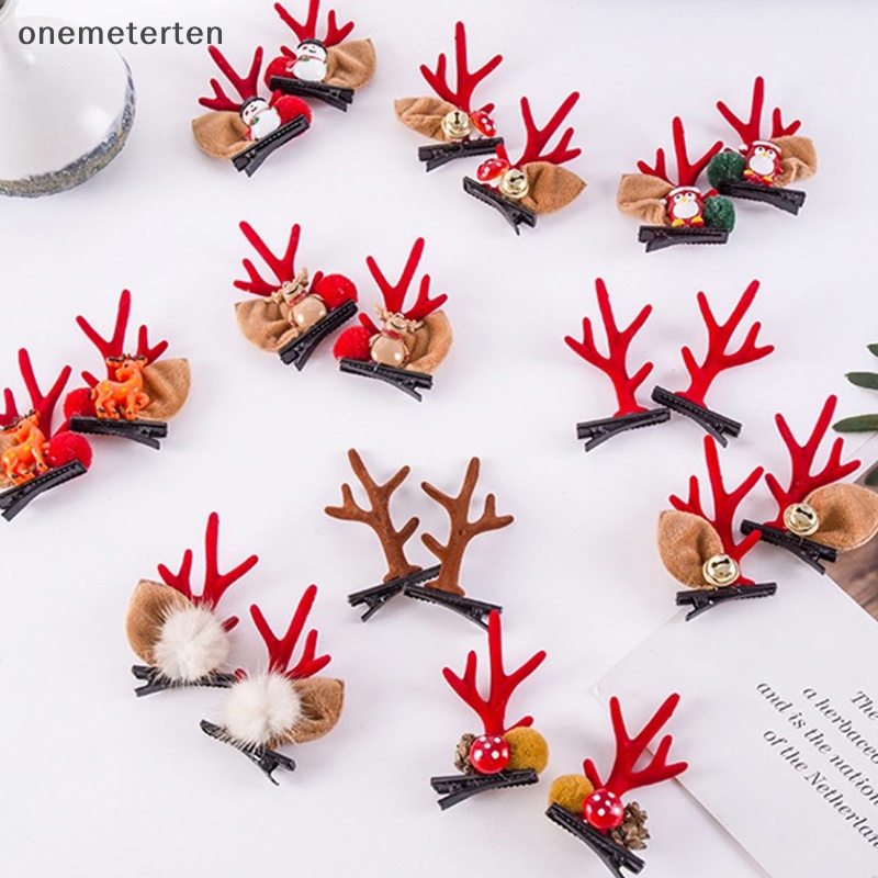 1 Cặp Kẹp Tóc Hình Nơ / Ông Già Noel / Tuần Lộc Giáng Sinh Năm Mới Cho Bé Gái