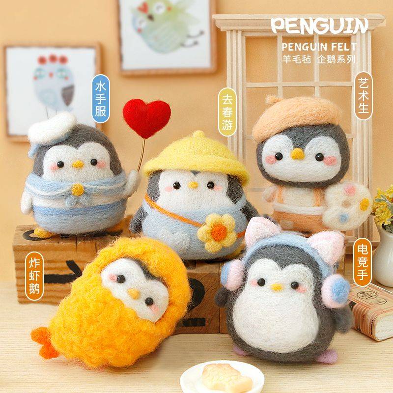 Thú Nhồi Bông Hình Chim Cánh Cụt Bằng Len Làm Thủ Công Sáng Tạo