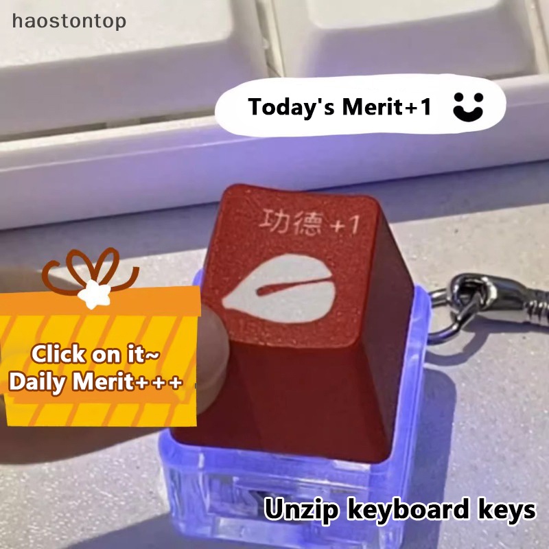 Haostontop deion Móc Khóa Bàn Phím Cơ Học + 1 Ngón Tay Hình Cá Dạ Quang Sáng Tạo vn