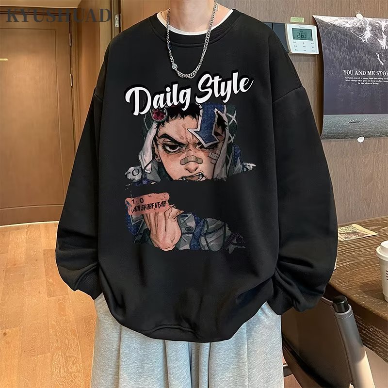 Yazhiniao Áo Thun Nam Dài Tay Dáng Rộng Phong Cách retro Hàn Quốc