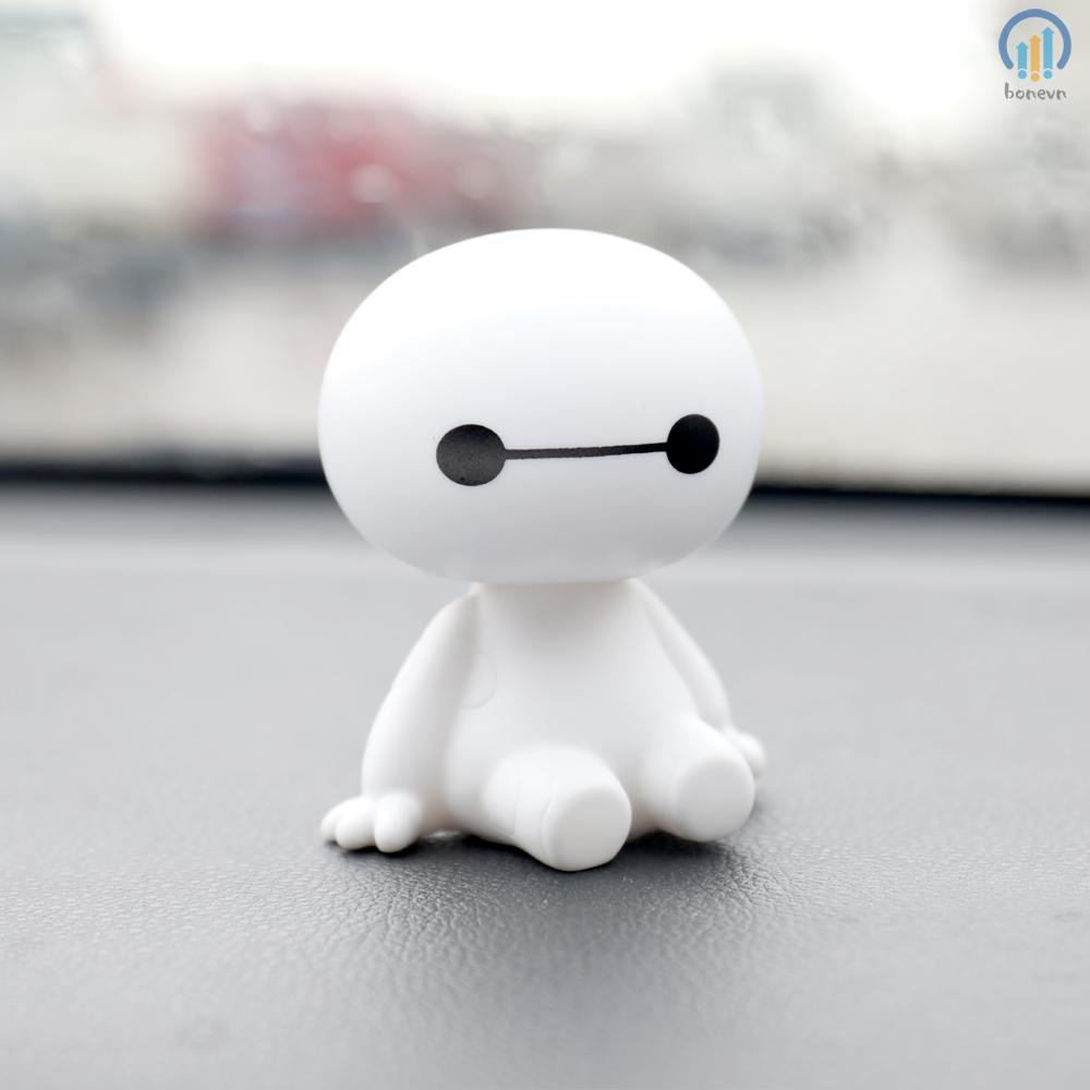 Cartoon Plastic Auto Decor Accessories Cute Baymax Robot Shaking Head Doll for Car Interior Decorations and Styling