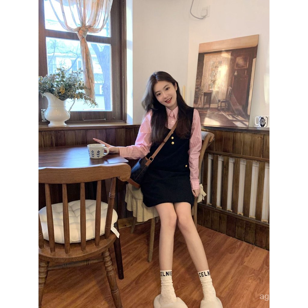 Đầm Sơ Mi Hai Dây Dáng Chữ a Thời Trang Xuân Thu Cho Nữ