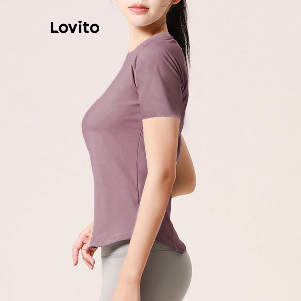 Áo thun Lovito thể thao màu trơn cơ bản cho nữ LNA27216